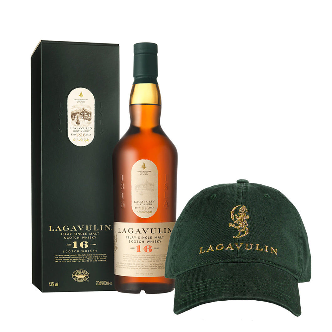 Lagavulin 16 Year Old Islay Single Malt Scotch Whisky 70cl with Lagavulin Fèis Ìle Festival Cap